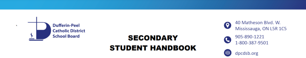 Secondary Student Handbook banner